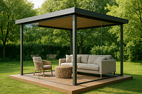 Безрамное остекление беседки